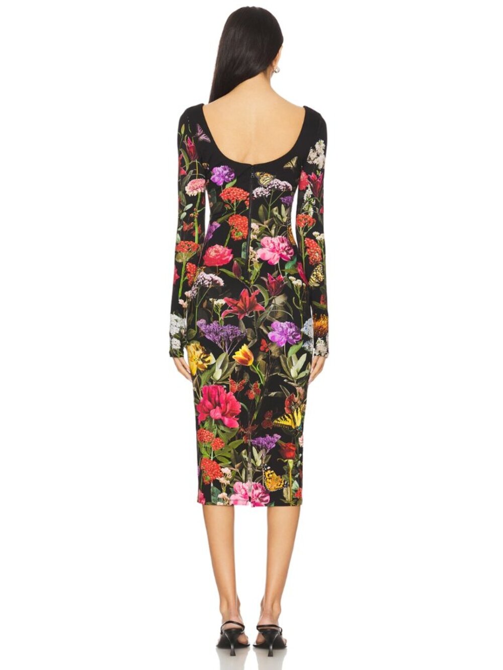 Alice + Olivia Delora Secret Garden Floral Midi Dress Size 10 - Picture 3 of 11